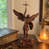 St. Michael the Archangel - Hand Carved Boxwood Sculpture - Spiritual Guardian for Prayer Spaces