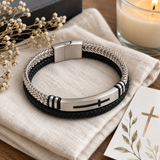Two‑Layer Braided Leather Cross Bracelet