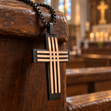 Modern Interwoven Stripe Cross Necklace – Bold Faith, Urban Style