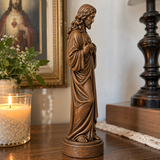Sacred Heart of Jesus Hand-Carved Beechwood Statue – Catholic Prayer, Home Blessing & Faith Gift