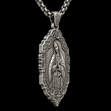 S925 Sterling Silver Our Lady of Guadalupe Prayer Pendant Necklace – Catholic Virgin Mary Medal