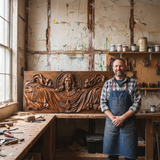 Trinity of Grace” Hand-Carved Jesus & Holy Spirit Wood Wall Art – 22.75