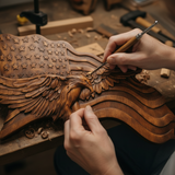 Eagle & Flag Wood Wall Plaque - Handcrafted American Heritage Tribute