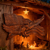Eagle & Flag Wood Wall Plaque - Handcrafted American Heritage Tribute