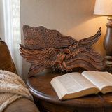 Eagle & Flag Wood Wall Plaque - Handcrafted American Heritage Tribute