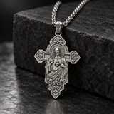 Keep His Sacred Heart Close to Yours – S925 Sterling Silver Jesus Cross Necklace