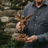 St. Michael the Archangel - Hand Carved Boxwood Sculpture - Spiritual Guardian for Prayer Spaces