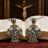 Double-sided S925k silver pendant depicting the Passion of Christ and St. George slaying the dragon.