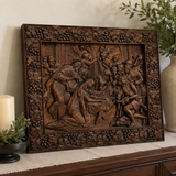 Krippe Holz geschnitzte Plakette, natürliche Buche Massivholz Religiöses Geschenk, Christliches Weihnachts geschenk