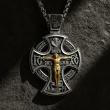 Double-Sided Silver Crucifix and St. Michael Pendant - product view