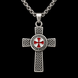 Knights Templar Celtic Knot Cross Necklace for Men, Red Enamel Templar Symbol Stainless Steel Pendant Product Parameters