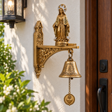 Our Lady of Grace Wall Bell – Antique Gold Marian Door Blessing Decor