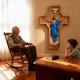 Bgcopper October New Release: Hand-Carved Painted Wood Cross — The Ascension of Christ