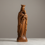 Boxwood Madonna and Child Wood Carving Desktop Ornament