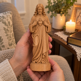 Sacred Heart of Jesus Hand-Carved Beechwood Statue – Catholic Prayer, Home Blessing & Faith Gift