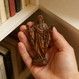 Hand Carved Sacred Heart of Jesus Virgin Mary Wooden Tabletop Ornament