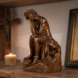 Boxwood "Crown of Thorns" Jesus Meditation Sculpture - Hand-carved Spiritual Art | A Concrete Reminder o - size and finish detail
