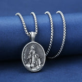 Pure Tin St. Rochus Medallion Necklace,The patron saint of dogs, plagues,bachelors, sick cows, the disabled, surgeons,pilgrims, falsely accused people,pharmacists. - BGCOPPER