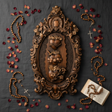Three Sacred Hearts of the Holy Family Wall Hanging Art work Personalized Religious Gift wooden decor - craftsmanship detail