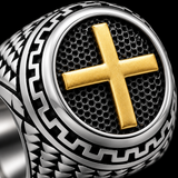 Vintage Cross Signet Ring, Religious Faith Men’s Ring