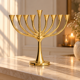 9-Branch Hanukkah Menorah – A Symbol of Faith, Hope & Divine Light | Elegant Gold, Silver, Bronze & Black Candle Holder