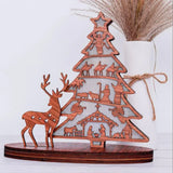 Illuminated Christmas Tree Nativity Scene Ornament with Reindeer - BGCOPPER