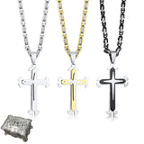 Stainless Steel Cross Byzantine Chain Pendant Necklace - BGCOPPER
