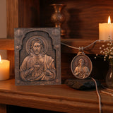 Our Lord Jesus Sacred Heart Wood Carving - Christian Catholic Personalized Carving Gift