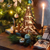 Illuminated Christmas Tree Nativity Scene Ornament with Reindeer - BGCOPPER