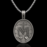Pure Tin Miraculous Medal Virgin Mary Necklace - design detail