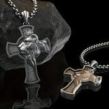 S925K Silver Lion's Head Cross Necklace - BGCOPPER