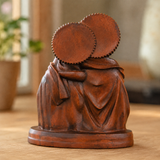 Holy Family Round Wooden Tabletop Ornament - product view