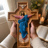 October New Release: Hand-Carved Painted Wood Cross — The Ascension of Christ