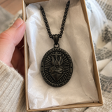 Two Tone Gold Silver Sacred Heart of Jesus Oval Stainless Steel Necklace