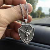 Saint Michael Shield Pendant Necklace – Pure Tin Protection Medal
