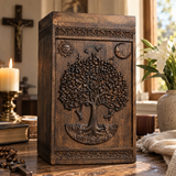 Handcrafted Beechwood Tree of Life Urn — A Testament to Eternal Life in Christ 🌿✞