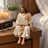 I Am with You Always Seated Jesus Figurine – Christian Faith Reminder Decor