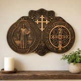 St. Benedict's Exorcism Medal Christian Exorcism Plaque - Wall Decor