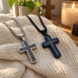 Modern Cross Pendant Necklace – Titanium Steel Christian Necklace for Men