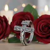 Crucifixion of Jesus S925K Silver Cross Ring