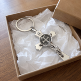 Saint Benedict Cross Keychain – Your Daily Shield of Faith and Protection - side view