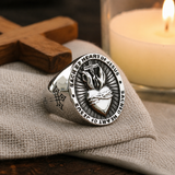 Sacred Heart of Jesus Ring – Silver-coloured stainless steel Christian emblem ring
