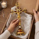 Hand-Painted Metal Jesus Christ Crucifix: Sacred Home Decor - side view