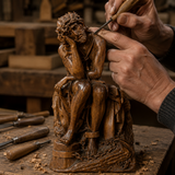Boxwood "Crown of Thorns" Jesus Meditation Sculpture - Hand-carved Spiritual Art | A Concrete Reminder o - product view