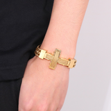 Men’s Stainless Steel Cross Chain Bracelet – Bold Christian Faith & Strength Jewelry