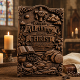 "I Can Do All Things" Wood Carving - Sacred Heart & Empty Tomb Scripture Decor - A Gift of Strength & Faith