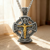 Double-Sided Silver Crucifix and St. Michael Pendant - gift presentation