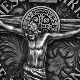 S925 Sliver Jesus Crucifixion St. Benedict Medal Ring