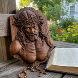 Jesus Crown of Thorns Beechwood Sculpture - side view