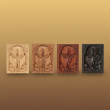 Archangel Michael Hand-Carved Wood Refrigerator Magnet | 4 Sacred Wood Tones
